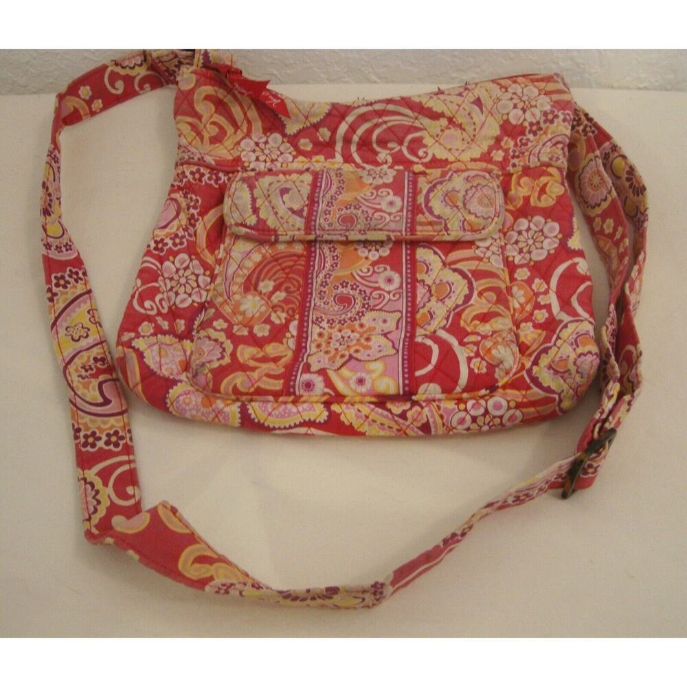 VERA BRADLEY Shoulder Bag Pink Paisley Raspberry Fizz Close Cross Body Purse Zip